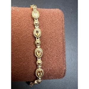 Vintage citrine tennis bracelet in yellow gold over sterling silver